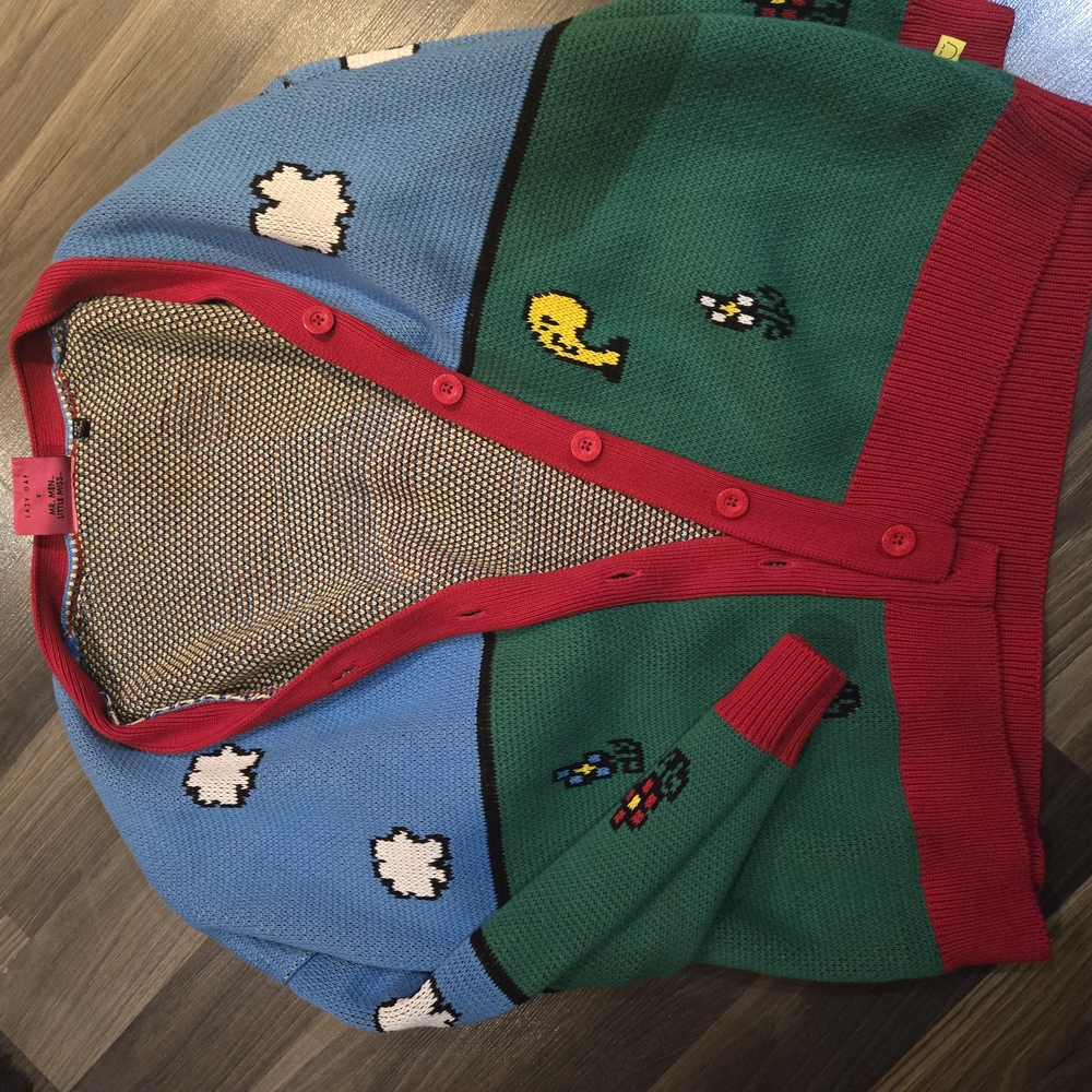 Lazy Oaf Blue and Green Cardigan